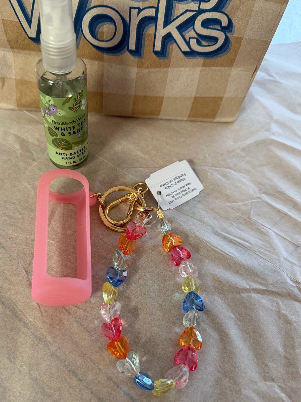 2 BBW Colorful Heart Beaded Silicone Hand Sanitizer Holders .